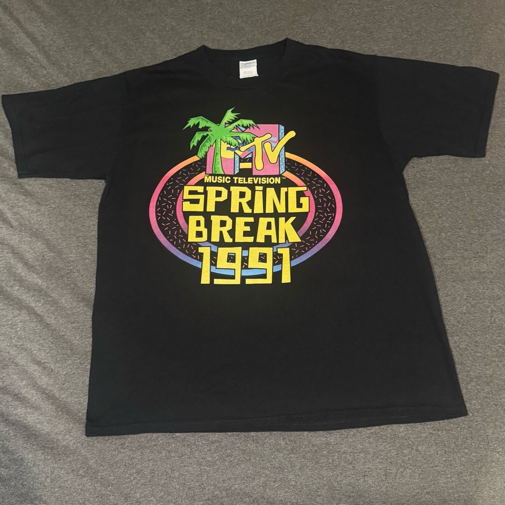 MTV Spring Break Black Graphic T-Shirt